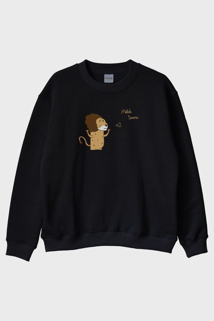 Mutlak Sinema Siyah Bisiklet Yaka Sweatshirt ön görsel