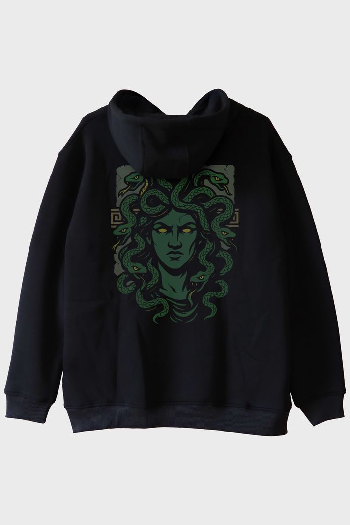 Efsanevi Medusa Siyah Hoodie ön görsel