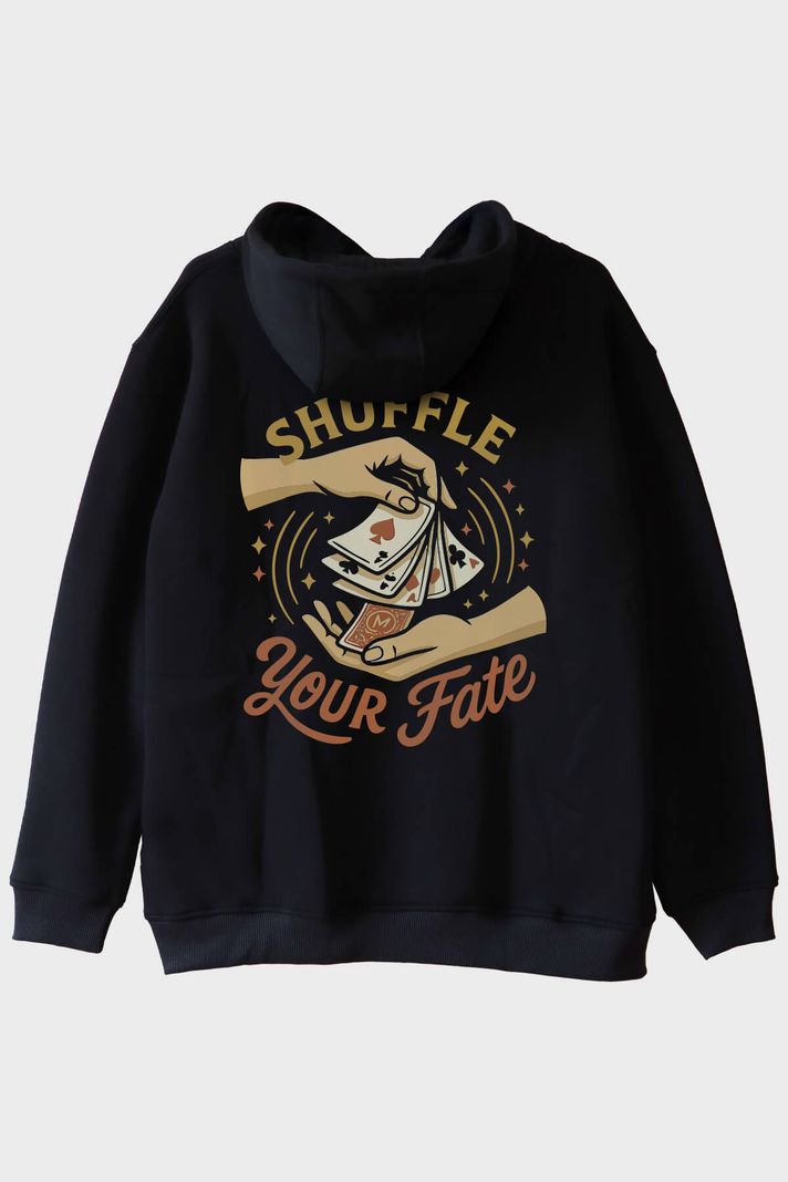 Shuffle Your Fate Siyah Hoodie - 2. görsel