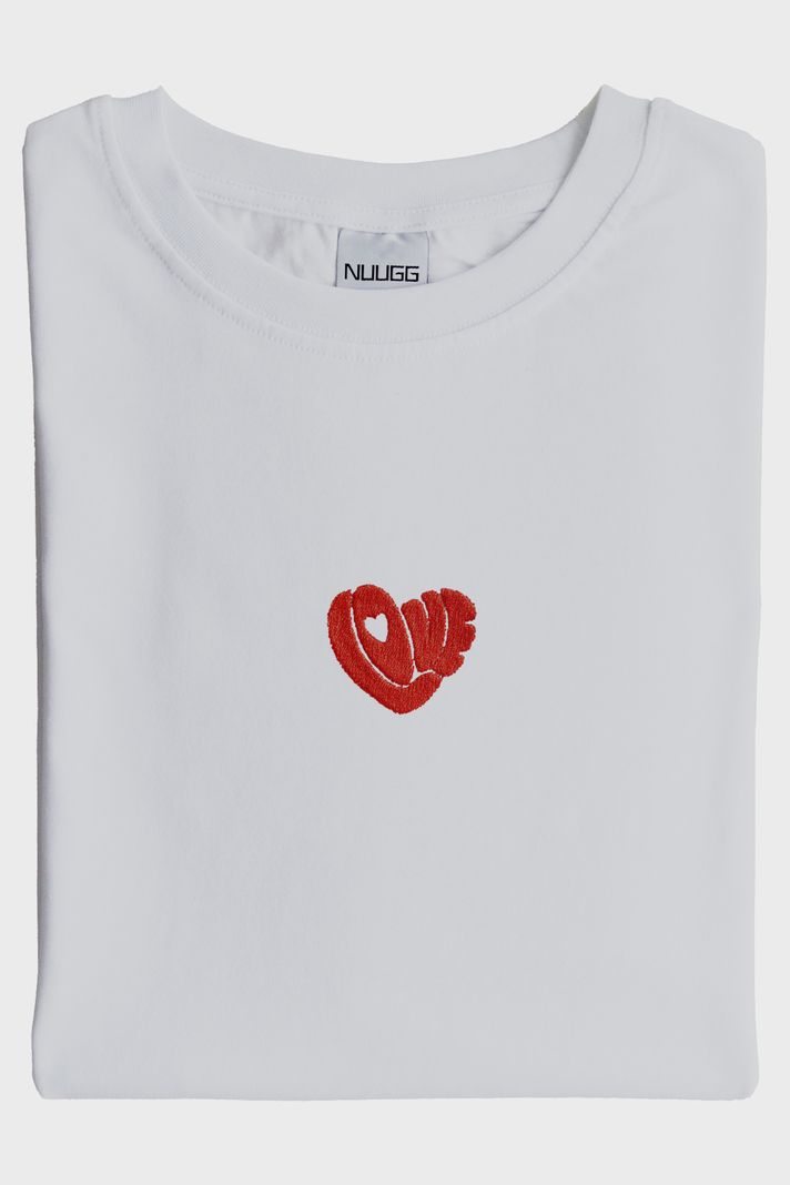 Love Kalbi Desenli Nakış Tişört - Sevgililer Günü Tasarımı - 3. görsel