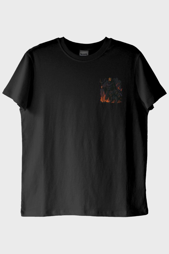 Hades ve Cerberus Siyah Tişört ön görsel