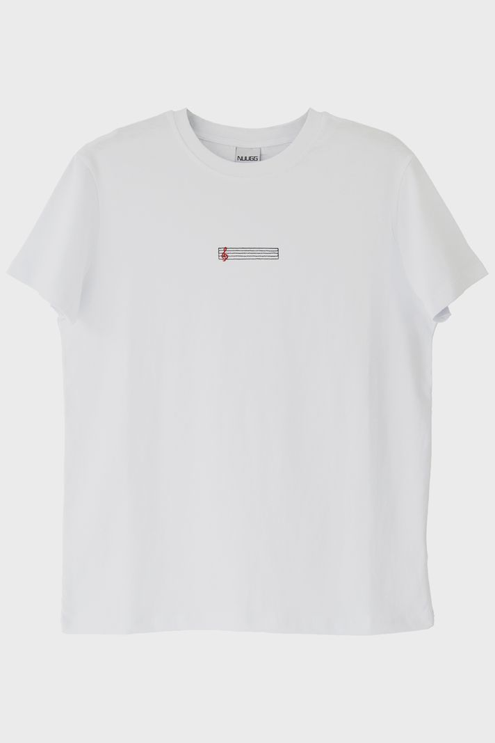 Porte Desenli Nakış Müzik T-Shirt ön görsel