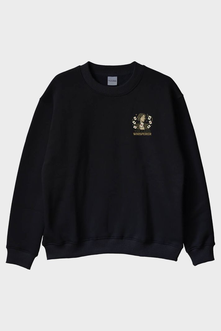 Kart Fısıldayan Siyah Bisiklet Yaka Sweatshirt ön görsel