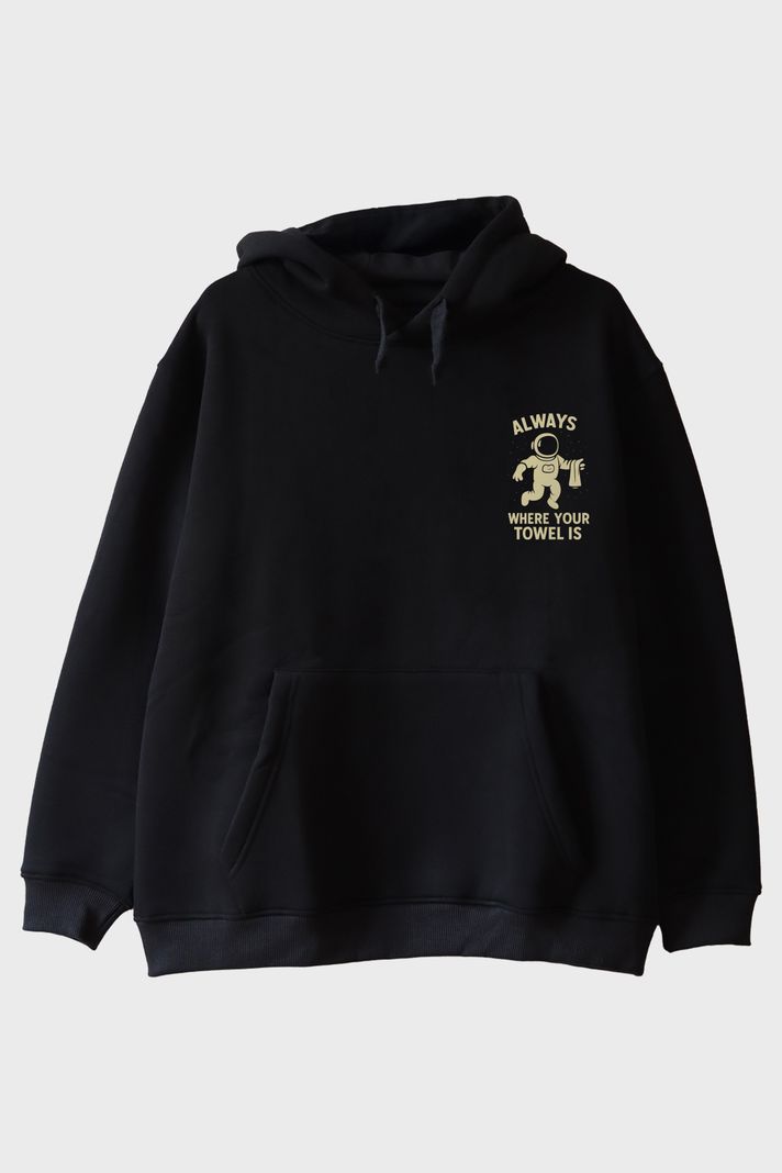 Havlunu Asla Unutma Siyah Hoodie ön görsel