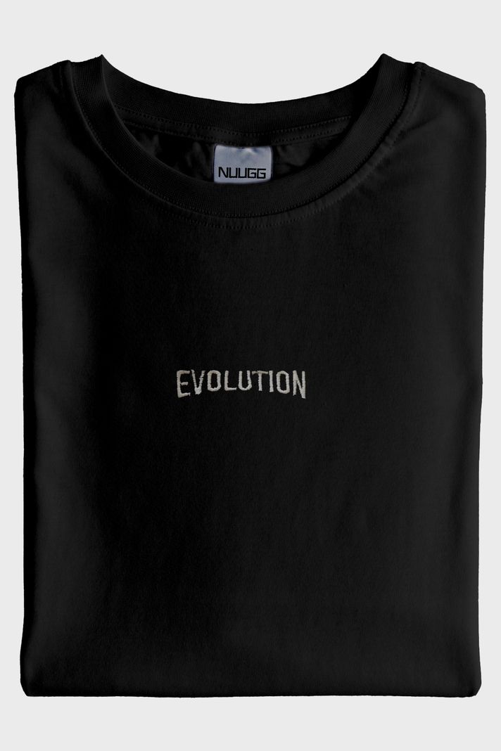 Beyaz Evolution Nakışlı Siyah Tişört - 4. görsel