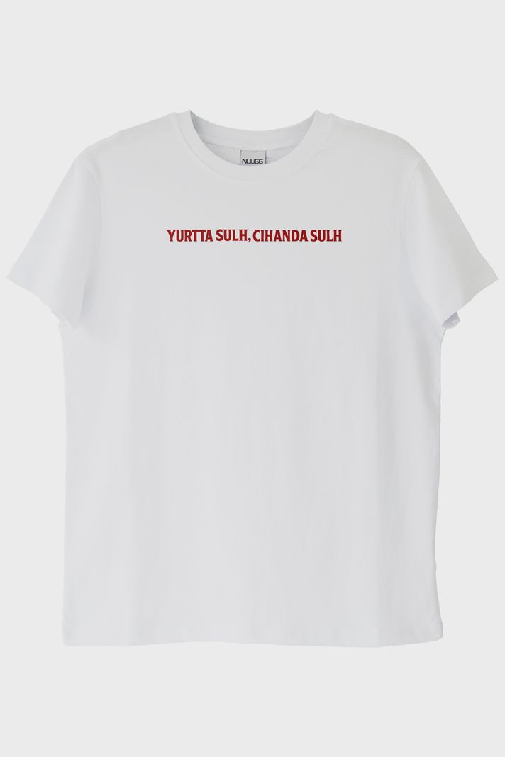 Yurtta Sulh Cihanda Sulh Beyaz Tişört ön görsel