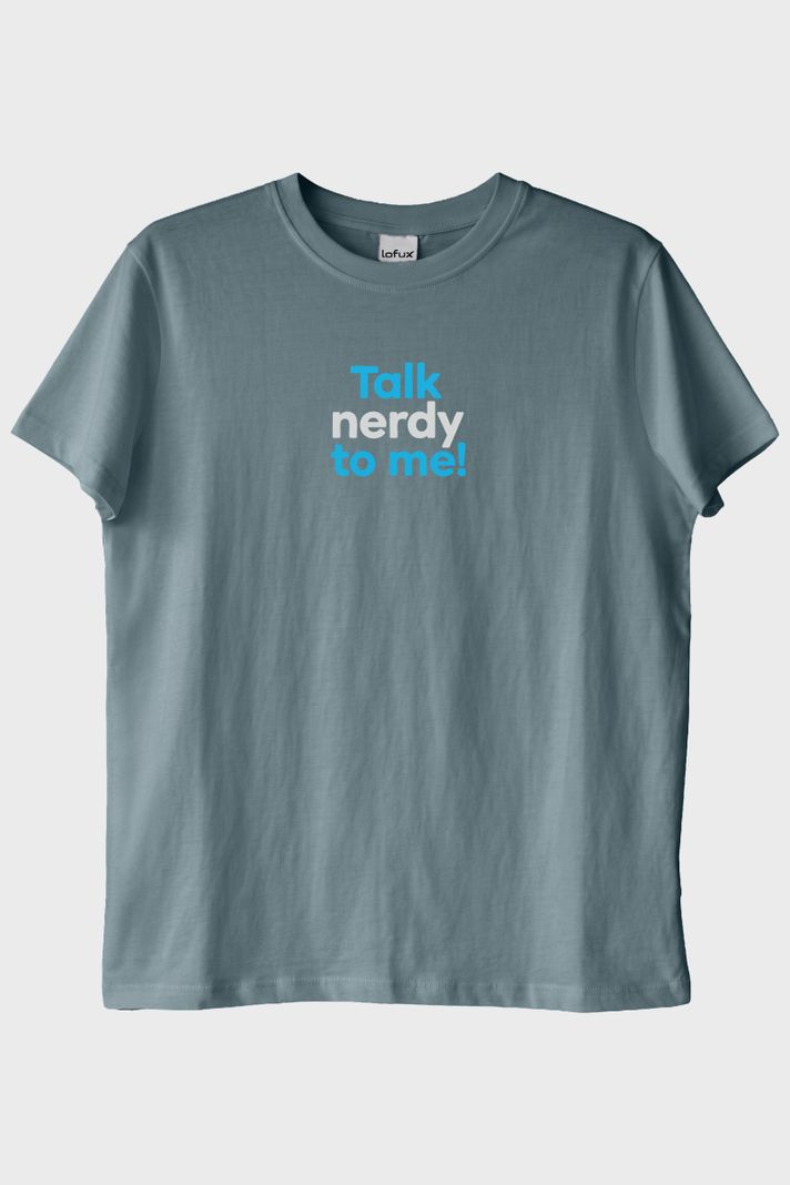 Talk Nerdy To Me Mavi Tişört ön görsel
