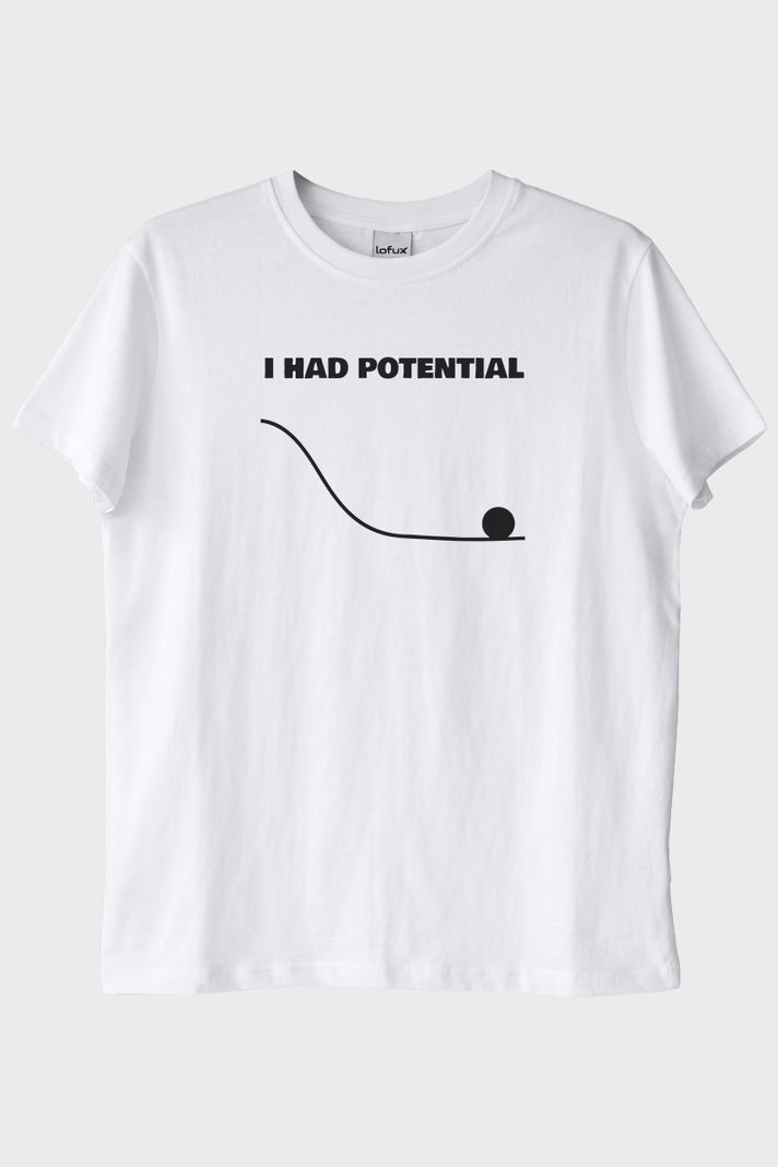 I Had Potential Baskılı Beyaz Tişört ön görsel