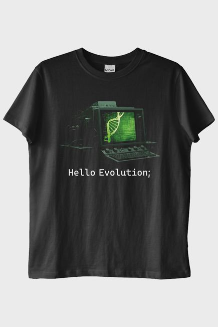 Hello Evolution Siyah Tişört
