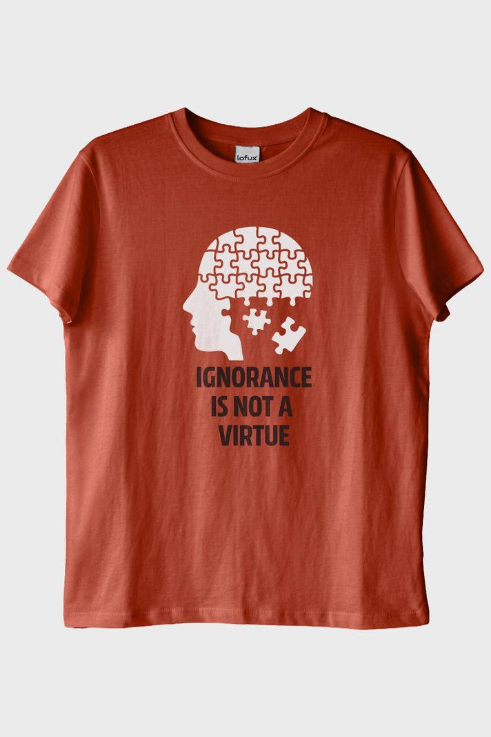 Ignorance Is Not A Virtue Baskılı Puzzle Kiremit Tişört ön görsel