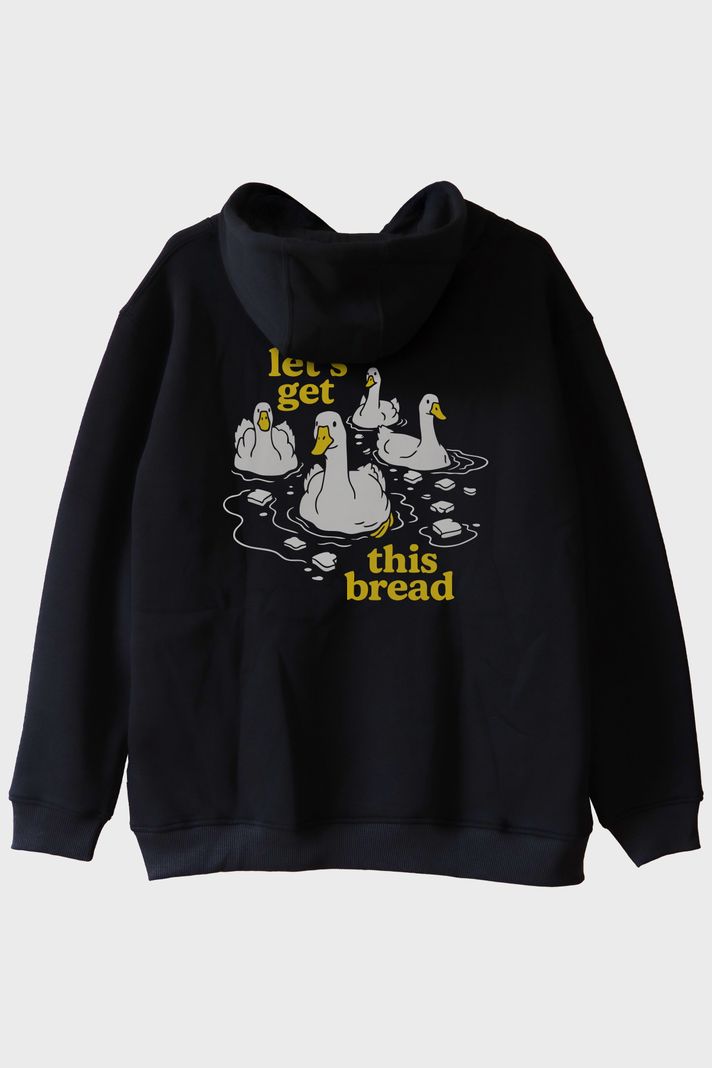 Let’s Get This Bread Baskılı Mizahi Tasarım Siyah Hoodie arka görsel