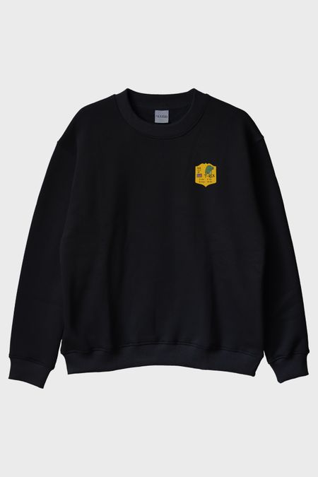T-rex Rozetli Siyah Bisiklet Yaka Sweatshirt