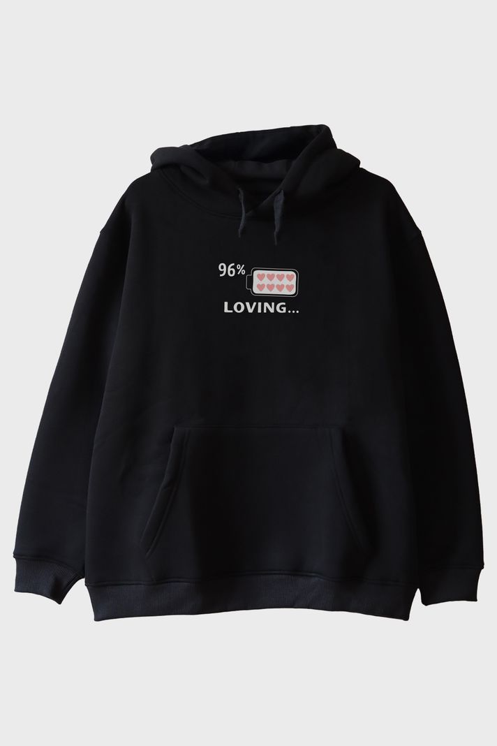 Loving Pil Siyah Hoodie ön görsel