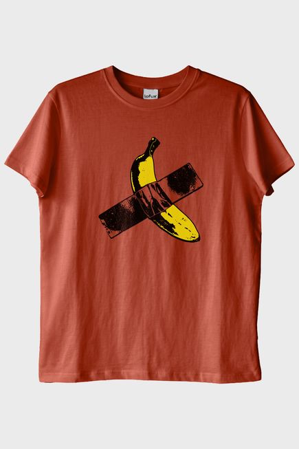 Taped Banana Baskılı Eğlenceli Muz Tasarımlı Kiremit Tişört