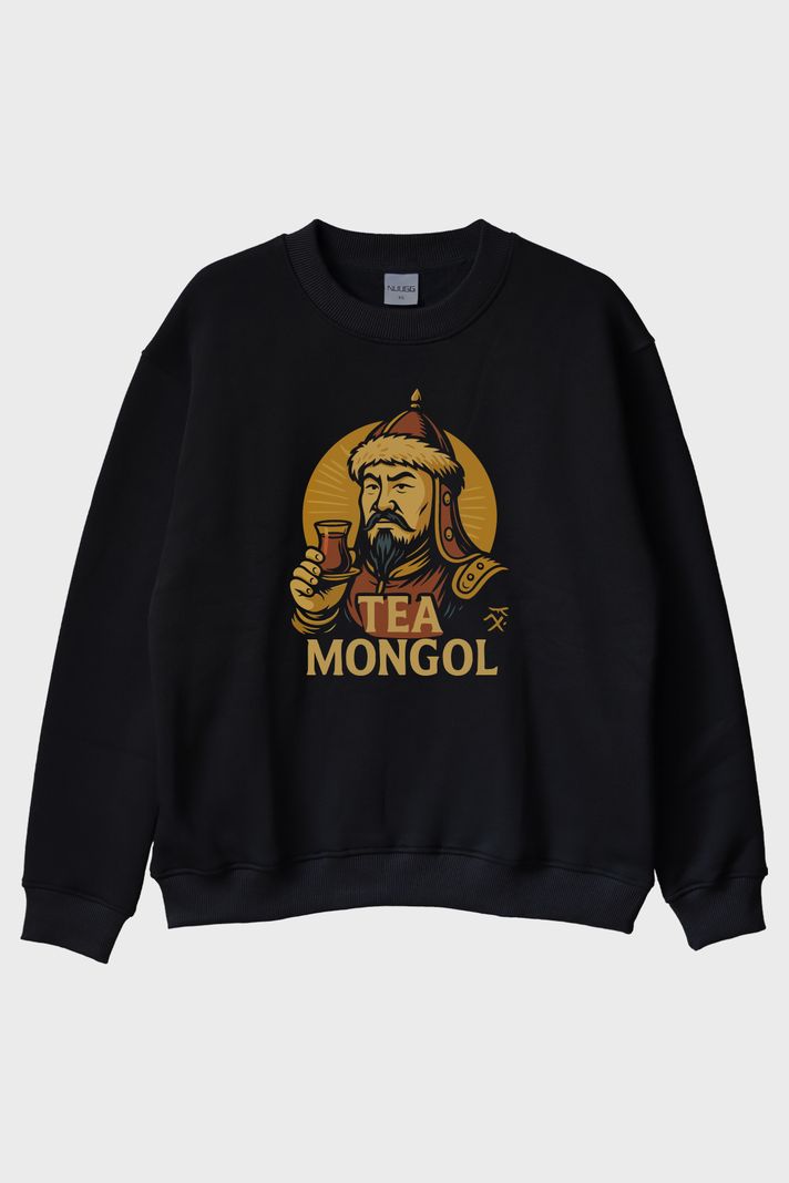 Çay Mongol Siyah Bisiklet Yaka Sweatshirt ön görsel