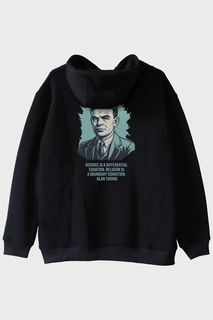 Science is a Differential Equation Alan Turing Baskılı Hoodie arka görsel