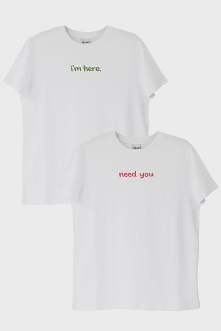 Need You I'm Here Çift Beyaz Tişörtleri