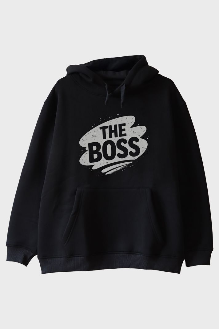 The Boss Siyah Hoodie ön görsel