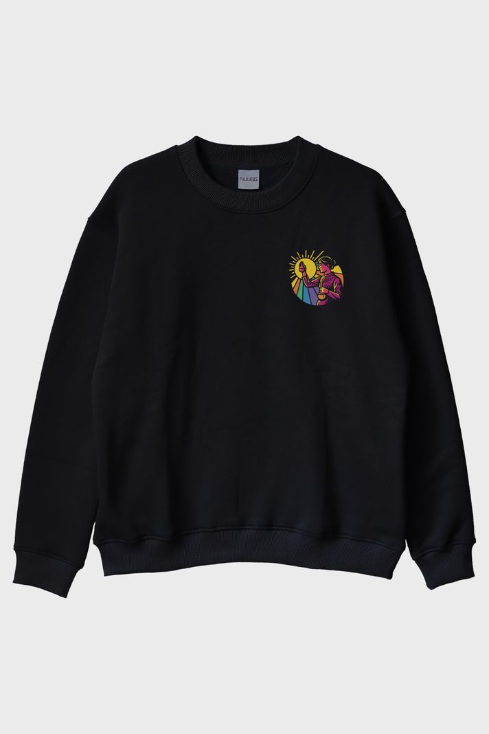 Marie Curie Siyah Bisiklet Yaka Sweatshirt ön görsel