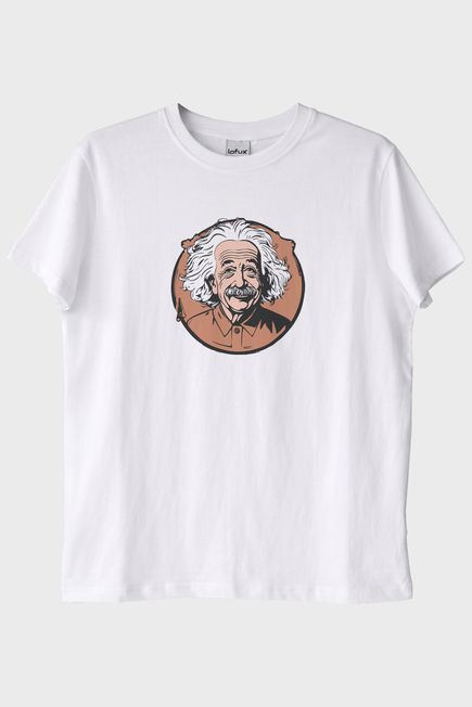 Albert Einstein Portre Baskılı Tasarım Beyaz Tişört