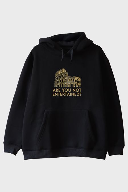 Kolezyum Temalı Eğlenceli Siyah Hoodie