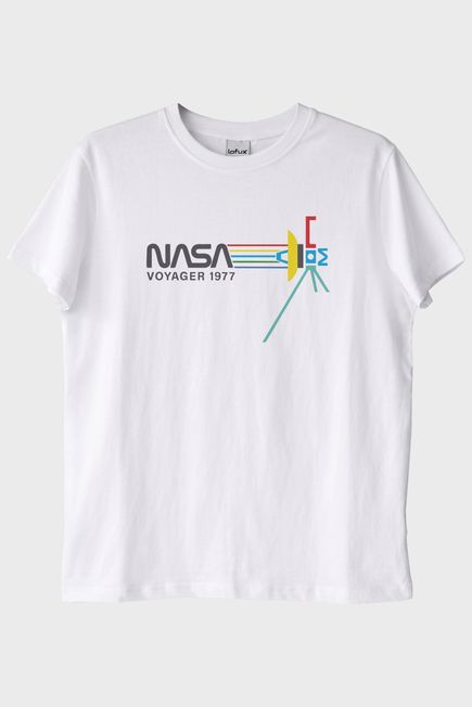 Retro NASA Voyager 1977 Vintage Uzay Tişörtü Beyaz