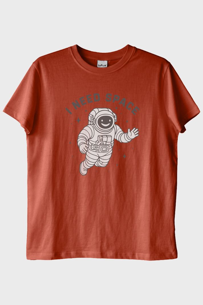 I NEED SPACE Astronot Tasarımlı Baskılı Kiremit Tişört ön görsel