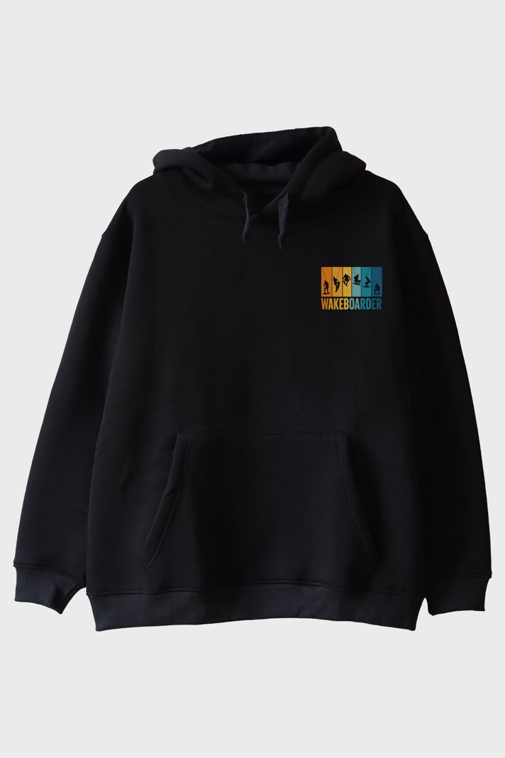 Wakeboarder Siyah Hoodie ön görsel