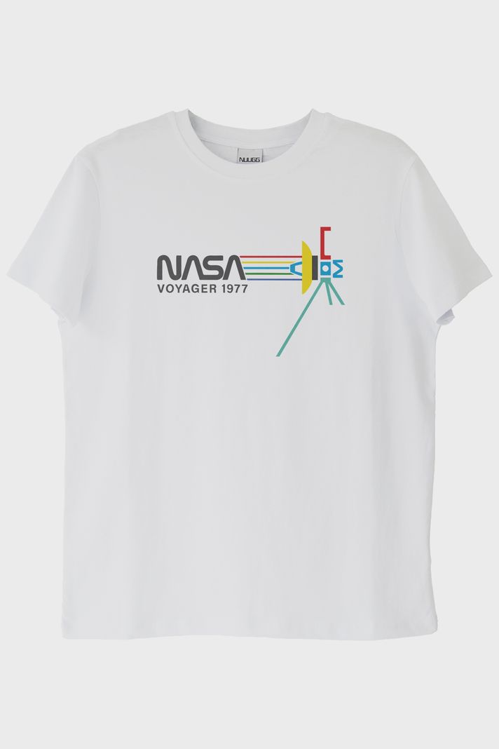 Retro NASA Voyager 1977 Vintage Uzay Tişörtü Beyaz ön görsel