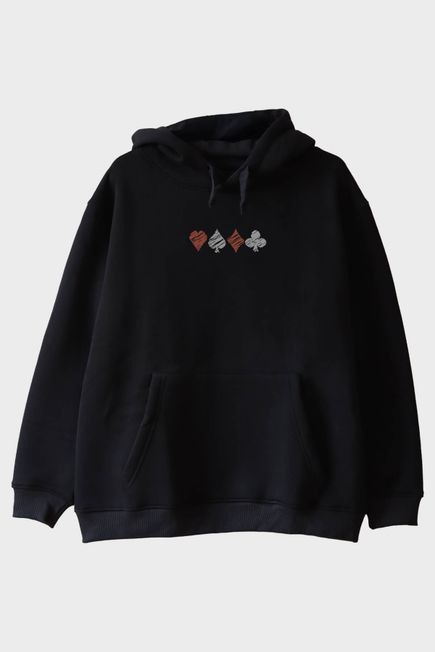 Kart Sembolleri Siyah Hoodie