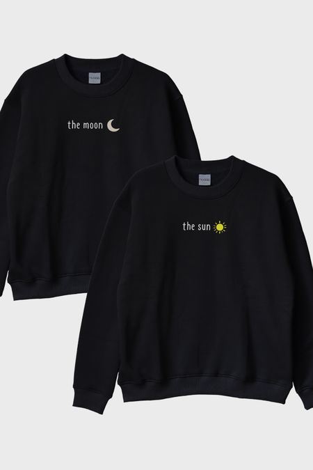 Ay ve Gunes Siyah Bisiklet Yaka Sweatshirt Seti
