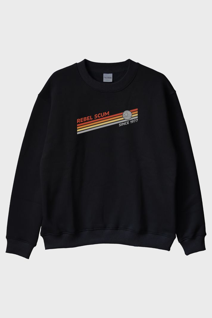 Retro 'Rebel Scum' Grafikli Star Wars Siyah Bisiklet Yaka Sweatshirt ön görsel
