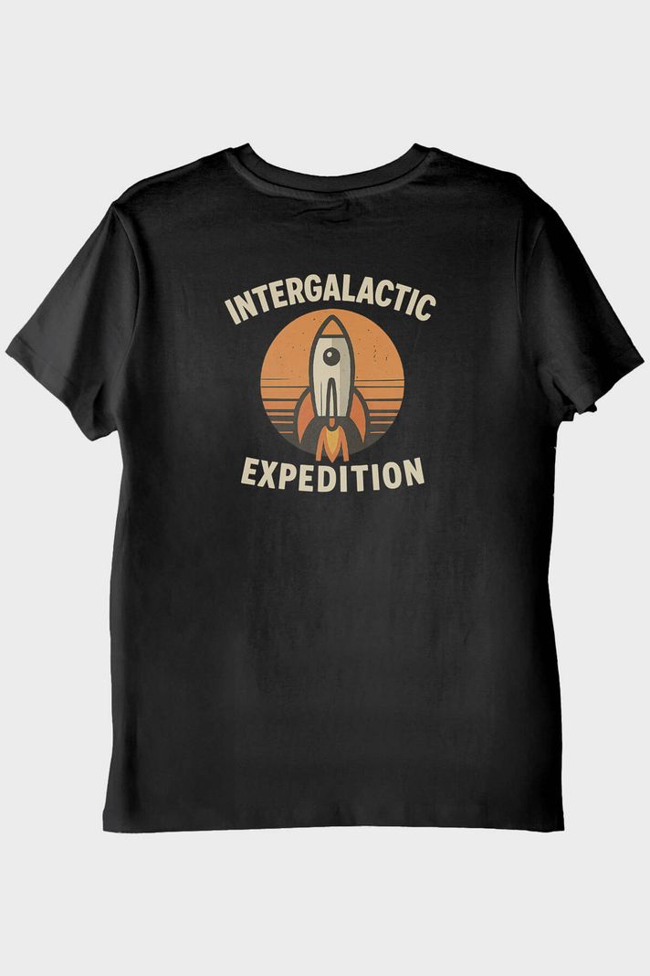 Intergalactic Expedition Siyah Tişört - 2. görsel