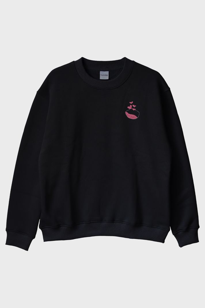 Aşk İksiri Desenli Nakış Bisiklet Yaka Sweatshirt - Sevgililer Günü Çift Tişörtleri ön görsel