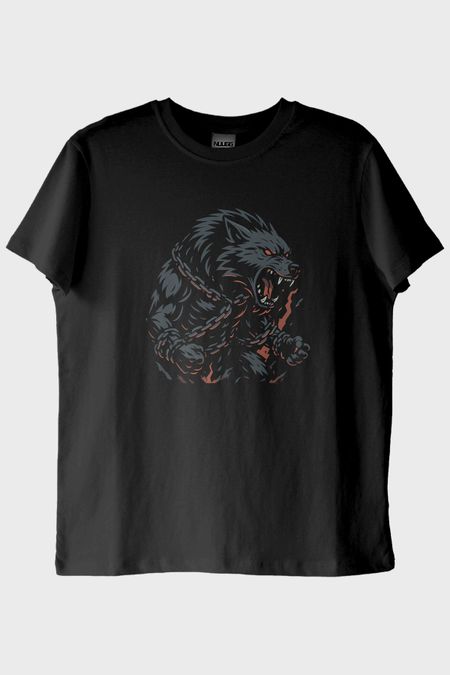 Fenrir Canavar Siyah Tişört