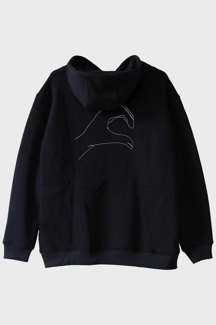 Sol El Kalp Desenli Nakış Hoodie - Sevgililer Günü Çift Tişörtleri arka görsel