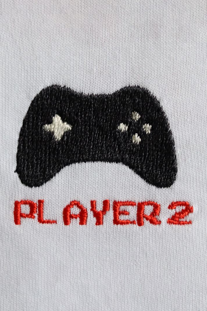 Player 2 Joystick Desenli Nakış Tişört - Gamer Çiftler İçin - 4. görsel