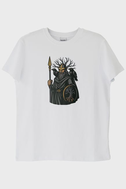 Odin Figürlü Beyaz Tişört