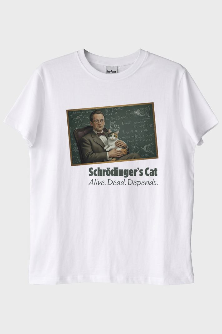 Schrödinger'in Kedisi Beyaz Tişört ön görsel