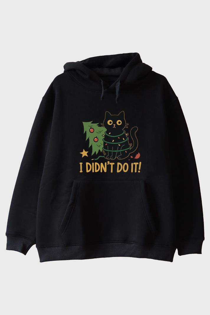 Suçlu Kedi Siyah Hoodie ön görsel