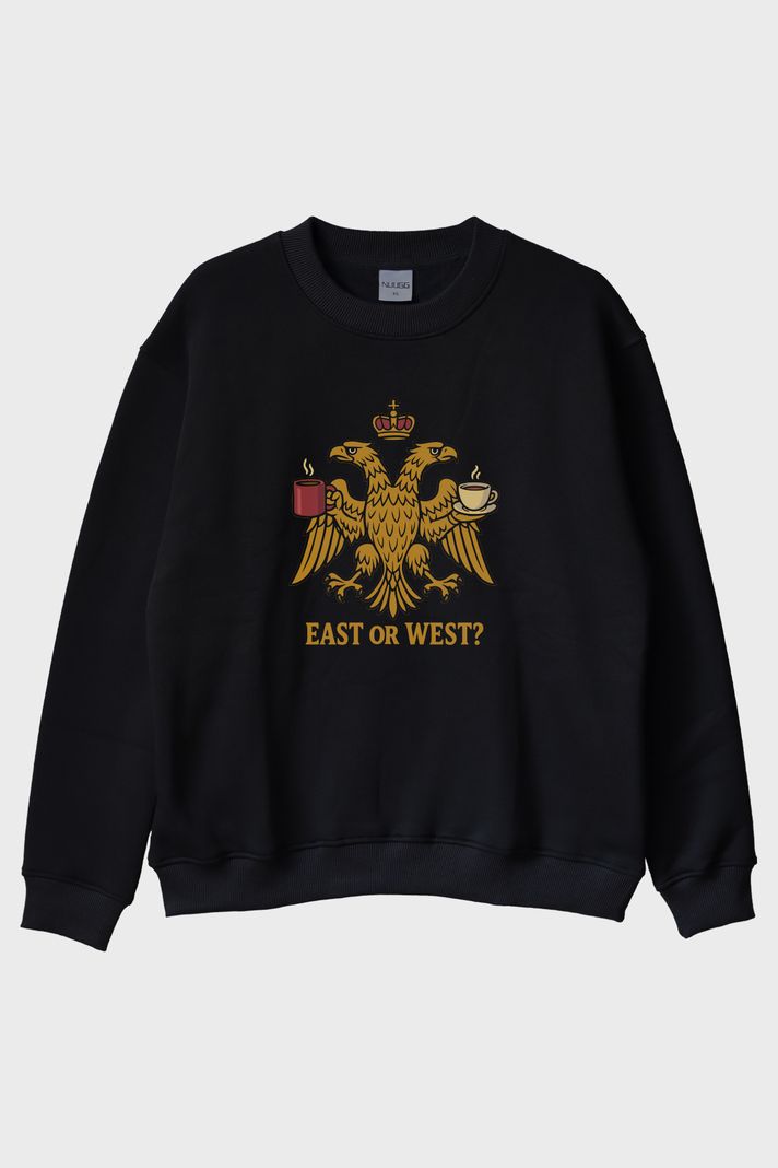 Doğu Batı Seçimi Siyah Bisiklet Yaka Sweatshirt ön görsel