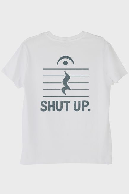 Minimalist 'Shut Up' Müzik Temalı Esprili Beyaz Tişört