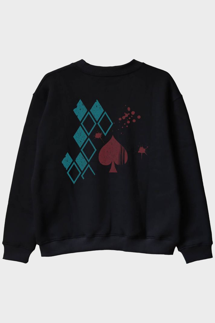 Şans ve Kaos Siyah Bisiklet Yaka Sweatshirt - 2. görsel
