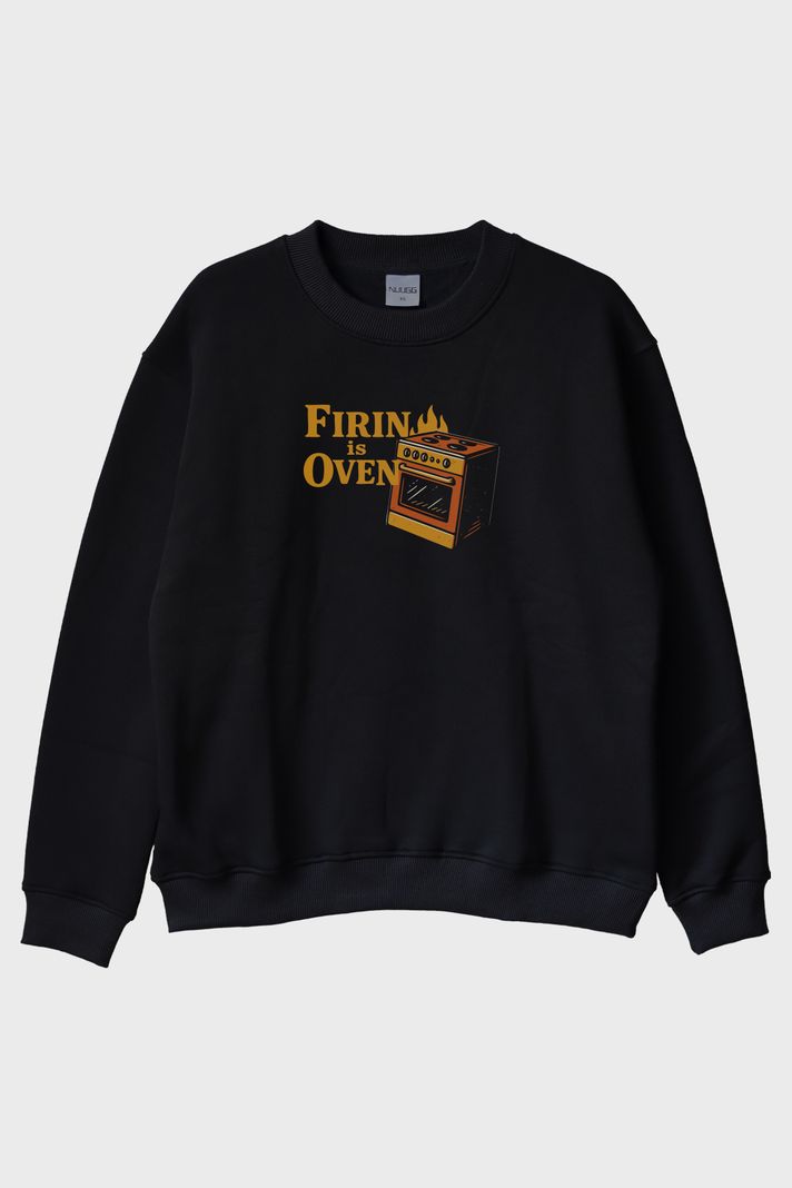 Fırın Mizah Siyah Bisiklet Yaka Sweatshirt ön görsel