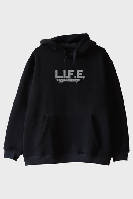 Life Mizahi Siyah Hoodie