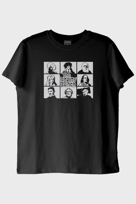 The Brainy Bunch Bilim İnsanları Baskılı Siyah Tişört