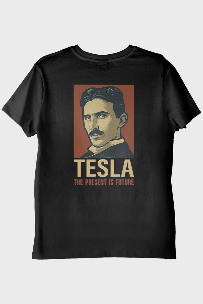 Tesla Slogan Siyah Tişört - 2. görsel