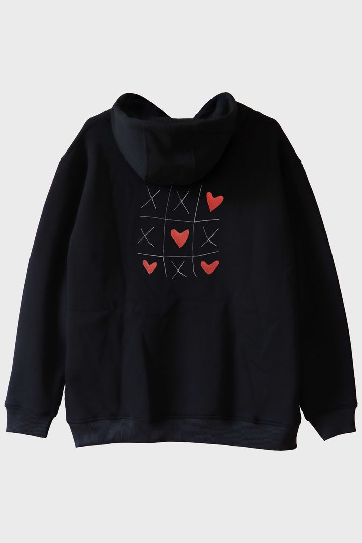 X Kalp X Desenli Nakış Hoodie - Sevgililer Günü Hediyesi arka görsel