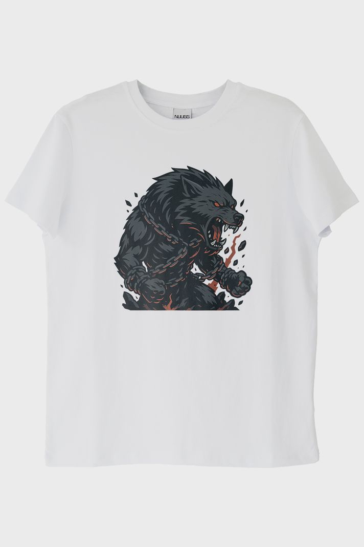Fenrir Canavar Beyaz Tişört ön görsel