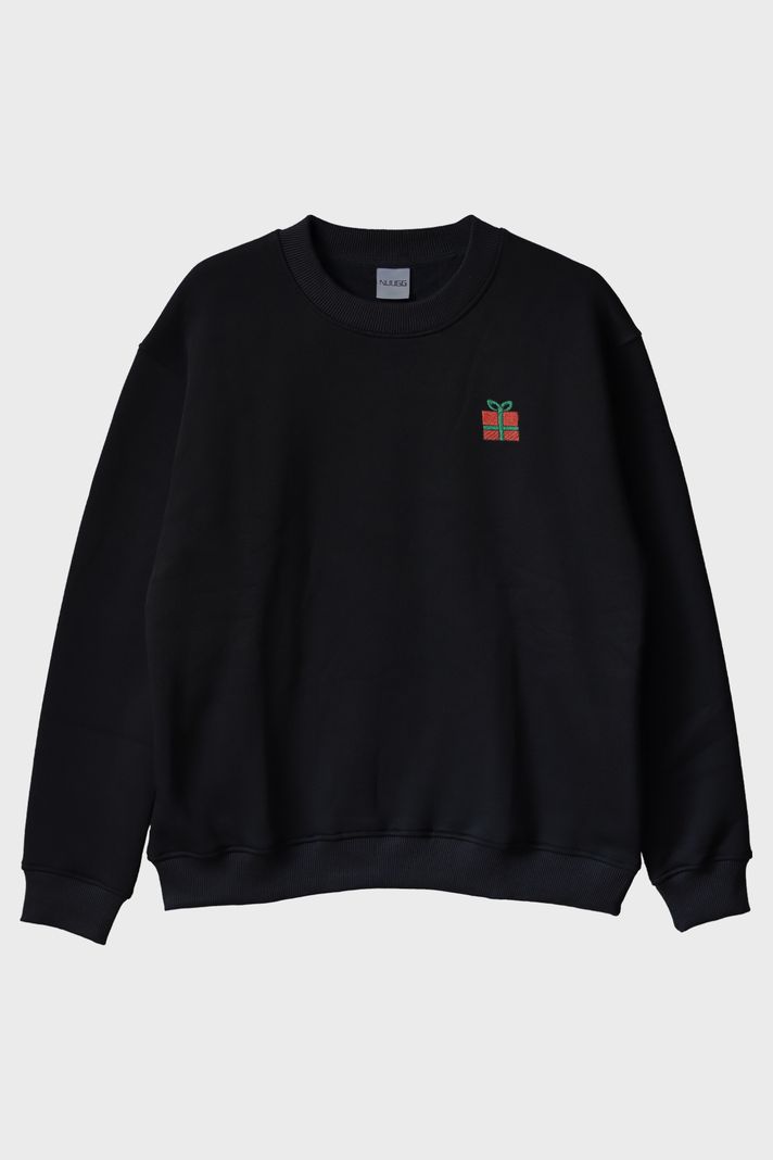 Yeni Yıl Sürprizi Siyah Bisiklet Yaka Sweatshirt ön görsel